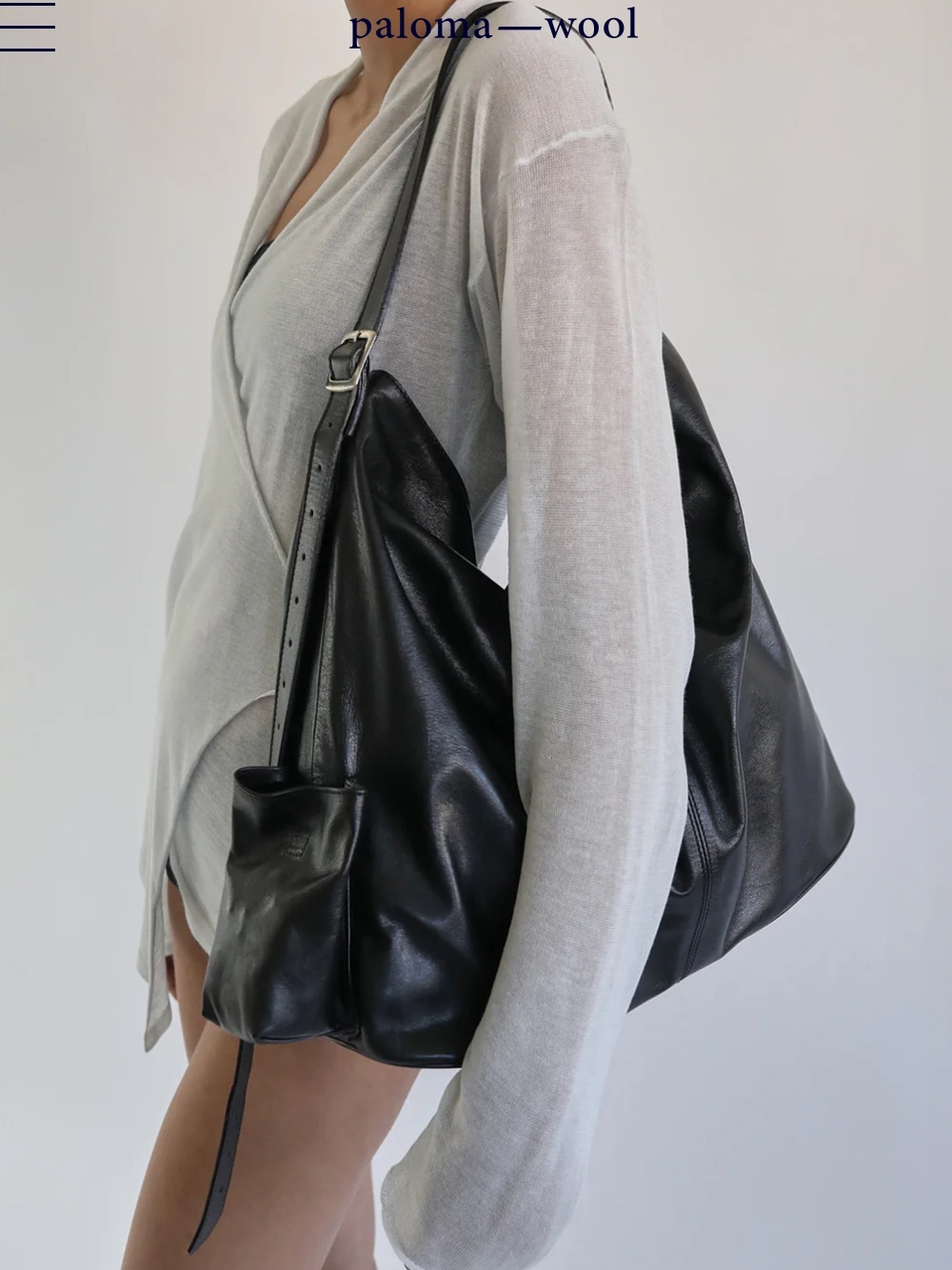 Paloma Wool Camp Nou 1133 Black Leather Hobo Bag